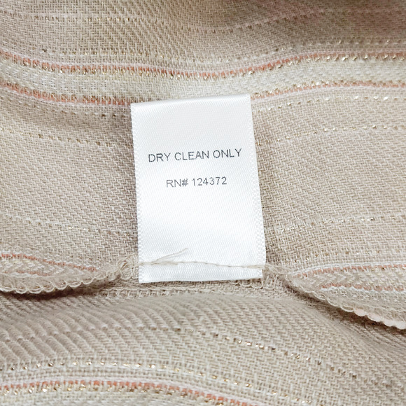 EUC Maven West Made in USA Long Sleeve Linen Stripe Dress Sz. S [2-4] Beige Gold - Picture 7 of 11